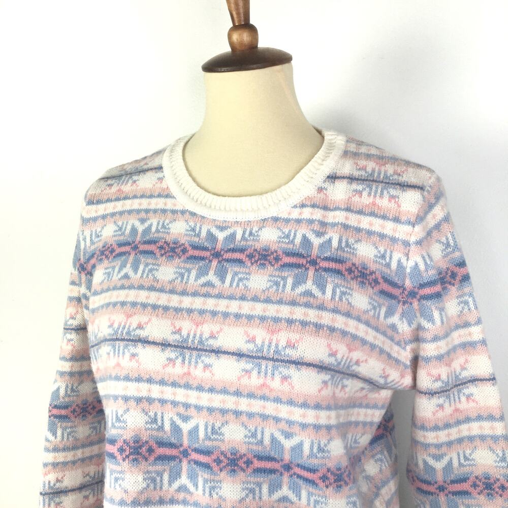 Le Tigre vintage Fair Isle pastel sweater wool blend Size Large